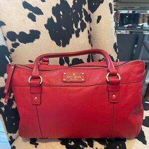 Kate Spade Y2K red pebbled leather shoulder bag